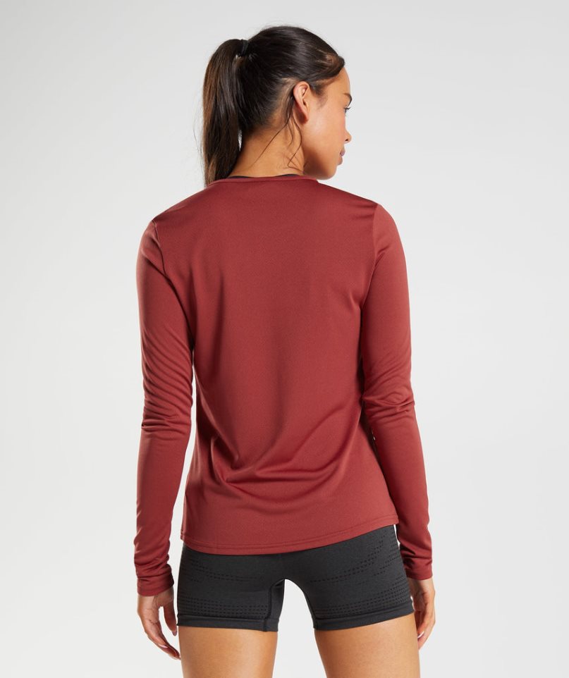 Koszulki Gymshark Treningowe Long Sleeve Top Damskie Czerwone | PL 857OED